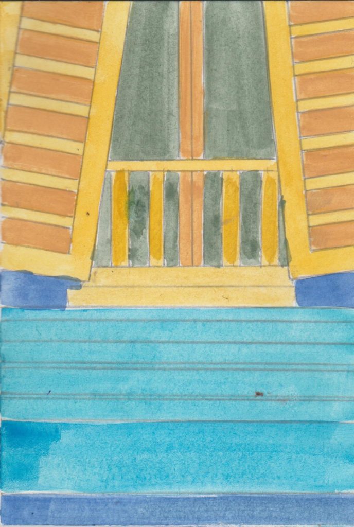 French windows watercolor. 