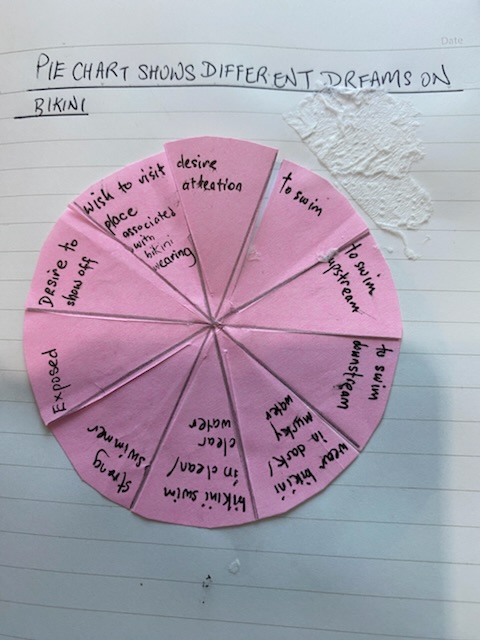 Pie chart on all possible dream interpretations about dreaming of the bikini
