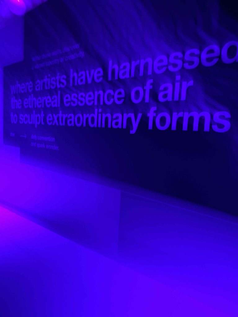 Signboard explains concepts of air in balloons and how air can be harnessed  in the displays