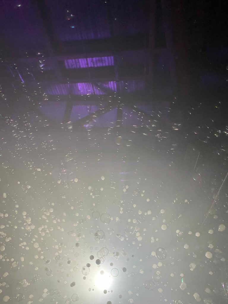 Then the bubble machine changed its settings to blow out tiny bubbles