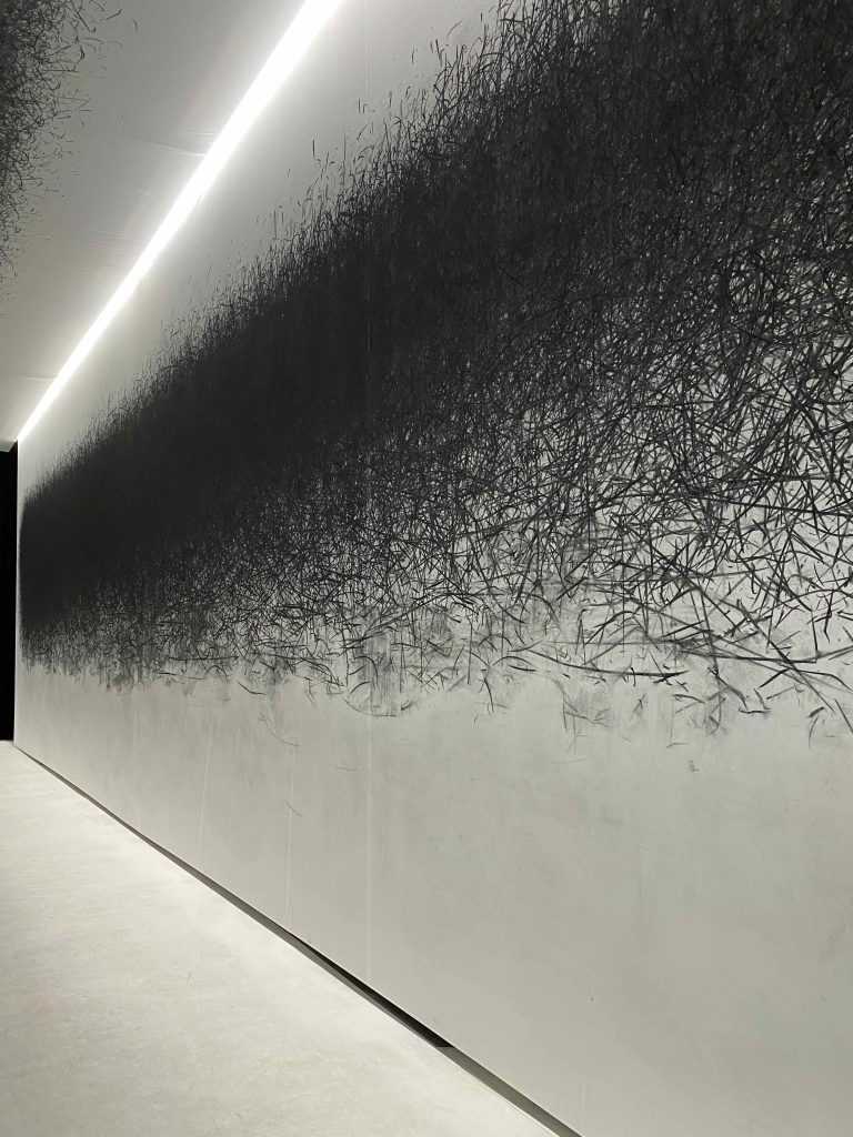 ADA made charcoal streaks along the wall, whenever it hit it