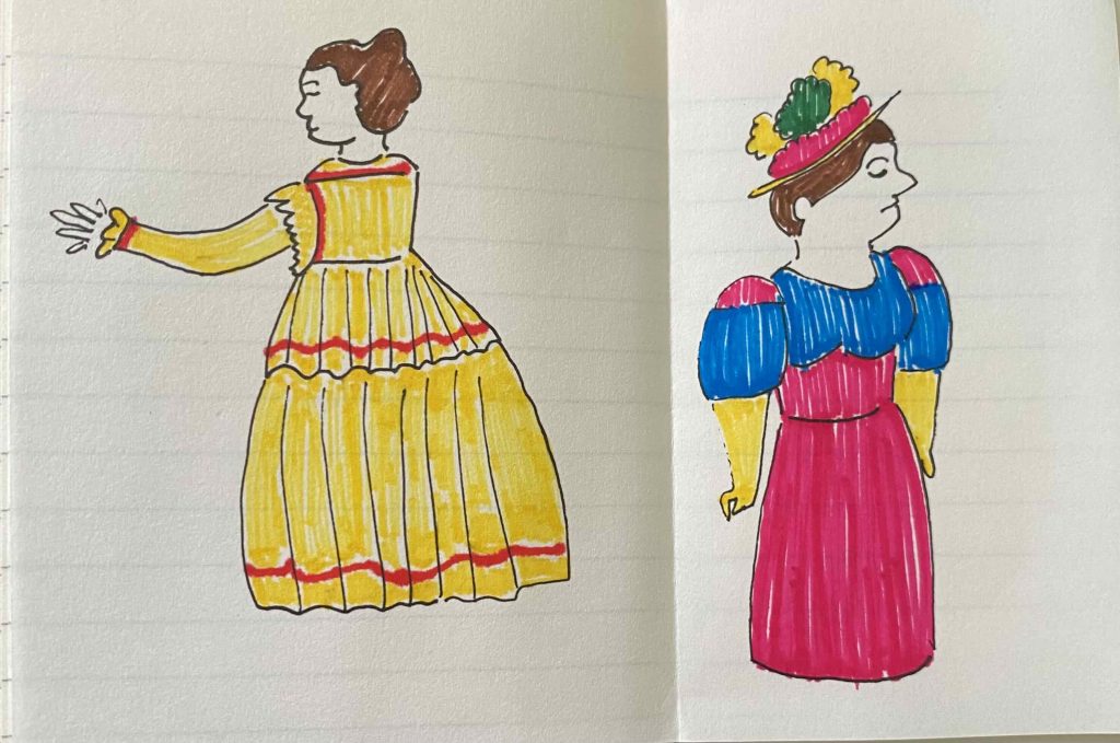 Women's fashion during the period of Impressionism, 1874 - 1886.