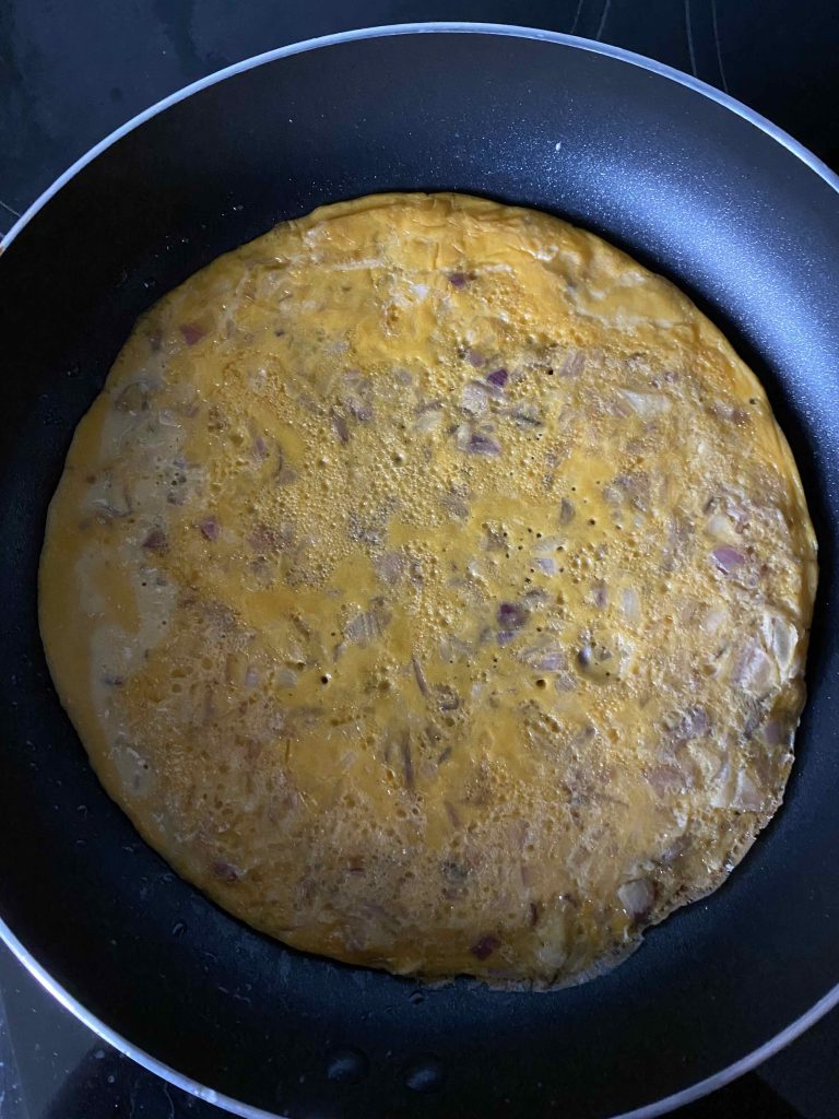 E - Before, it was an egg. After that, it became an omelette.