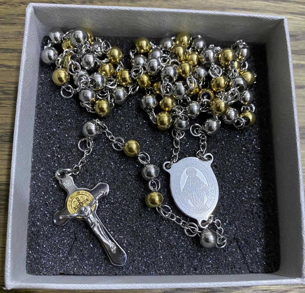 Rosary beads.