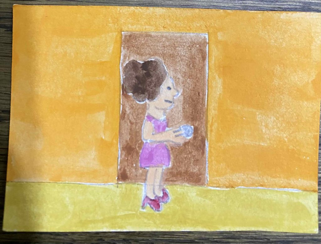 Before opening the door.