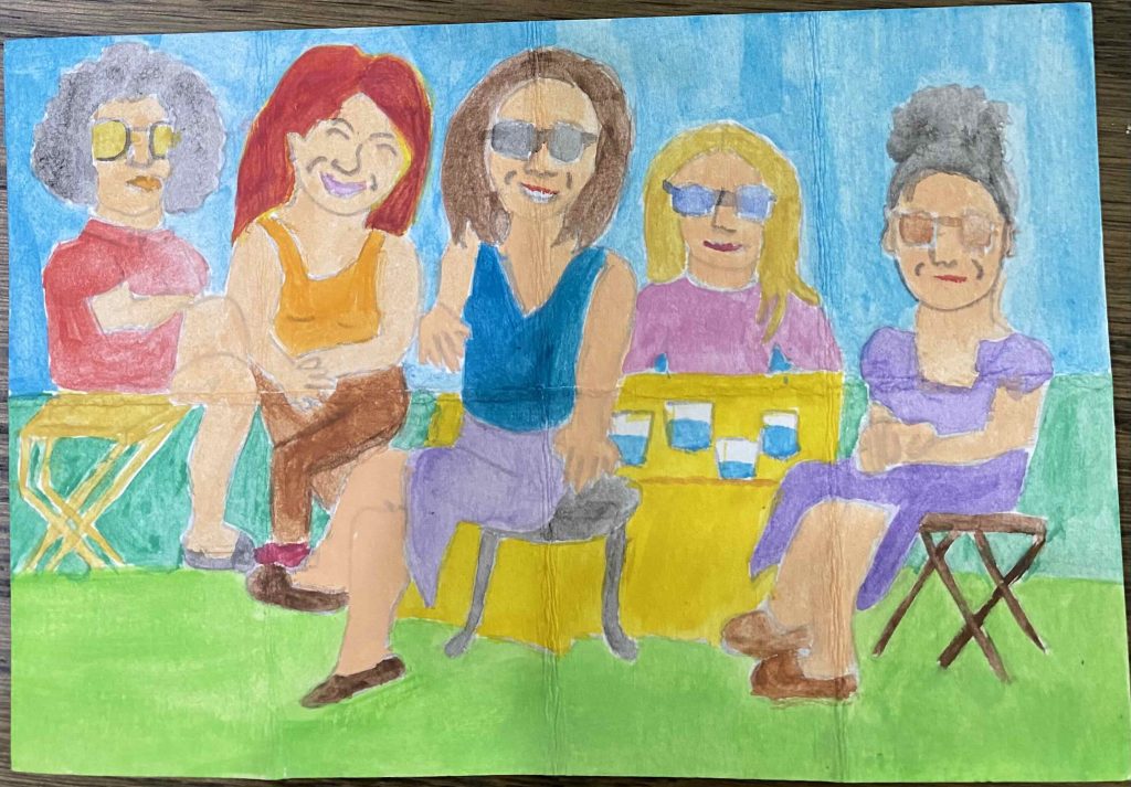 After painting - Cai, Reelika, Mimi, X, Y; bloggers at TToT