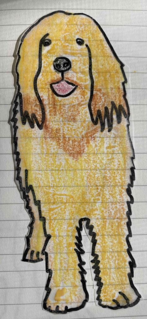 After coloring the Otterhound with oil pastels