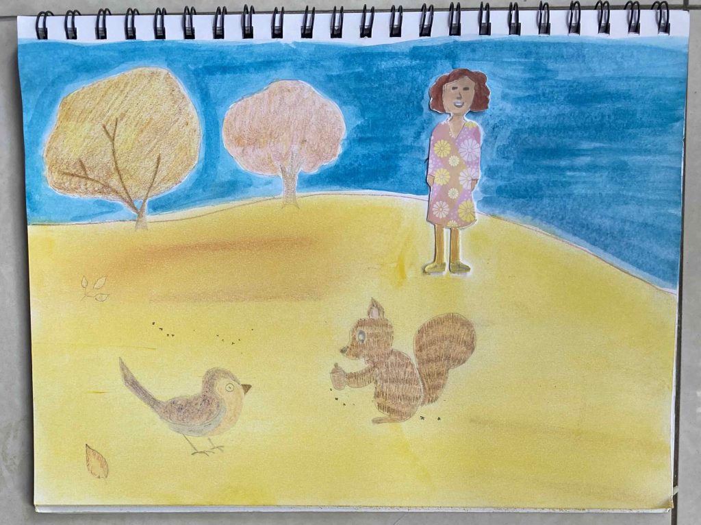 Cai's avatar in autumn scene.